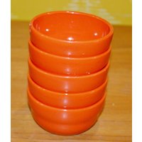 5x Vintage Anbietschälchen Dipschalen Orange Seventies Shabby Chic Landhausstil Retro Design 70Er Jahre Space Age von VintageandGlory