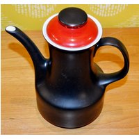 Schöne Keramik Vintage Kaffeekanne Von Bareuther Schwarz/Rot 70Er Jahre Seventies Retro Mid Century Shabby Chic Landhausstil von VintageandGlory