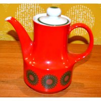 Schöne Keramik Vintage Kaffeekanne Von Mitterteich Rot 70Er Jahre Seventies Retro Mid Century Shabby Chic Landhausstil von VintageandGlory