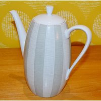 Schöne Keramik Vintage Kaffeekanne Weiß/Grau 50Er Jahre Retro Mid Century Shabby Chic Landhausstil von VintageandGlory