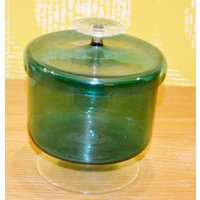 Schöne Vintage Deckeldose 50Er Jahre Glas Grün Retro Mid Century Fifties Rockabilly Shabby Chic Landhausstil von VintageandGlory