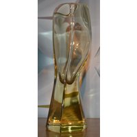 Schöne Vintage Glas Vase Gelb 70Er Jahre Diamant Mid Century Retro Space Age Seventies Shabby Chic Landhausstil Glass von VintageandGlory