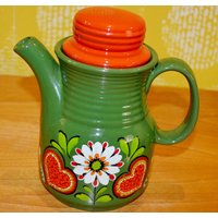 Schöne Vintage Keramik Kaffeekanne Grün/Orange Seventies Wgp Seventies Retro Design 70Er Jahre Wgk Shabby Chic Landhausstil Schöne Vintage Keramik Kaffeekanne Grün/Orange Seventies Wgp Seventies Retro Design 70Er Jahre Wgk Shabby Chic Landhausstil von VintageandGlory