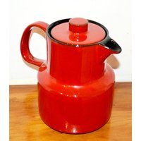 Schöne Vintage Porzellan Teekanne Rot Melitta Ceracron 70Er Jahre Seventies Wgk Retro Mid Century Shabby Chic Landhausstil von VintageandGlory