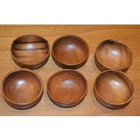 Vintage Anbietschalen /Dipschalen Aus Teakholz 70Er Jahre Keramik Braun Shabby Chic Landhausstil Retro Mid Century von VintageandGlory