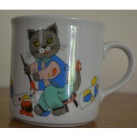 Vintage Becher 70Er Jahre Weiss Katze Maler Künstler Cat Art Painting Porzellan Vintage Becher 70Er Jahre Weiss Katze Maler Künstler Cat Art Painting Porzellan von VintageandGlory