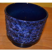 Vintage Blumenübertopf Blau 70Er Jahre Retro Design Mid Century Wgk Plant Pot Shabby Chic Landhausstil von VintageandGlory