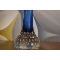 Vintage Bubble Bläschchen Glasvase Solifleur Bubbles Glass Glas Vase Blau 60Er 70Er Jahre Space Age Design von VintageandGlory