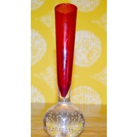 Vintage Bubble Vase Rot Glas Bläschchen Glasvase Solifleur Bubbles Glass 60Er 70Er Jahre Retro Design Mid Century Space Age Seventies von VintageandGlory
