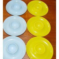 Vintage Eierbecher 50Er Jahre Fifties Retro Mid Century Gelb /Hellblau Rockabilly Egg Cup von VintageandGlory