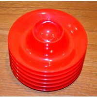 Vintage Eierbecher 70Er Jahre Rot Retro Mid Century Shabby Chic Egg Cups Landhausstil Space Age von VintageandGlory