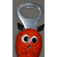 Vintage Flaschenöffner 70Er Jahre Holz Orange Space Age Kapselheber von VintageandGlory