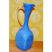 Vintage Glas Vase Blau /Weiß Space Age Retro Design 70Er Jahre Mid Century von VintageandGlory