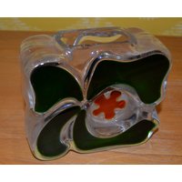 Vintage Glas Vase Durchsichtig/ Grün Made in Italy Solifleur Blockvase 70Er Jahre Wgp Seventies Space Age Retro Mid Century von VintageandGlory