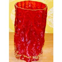 Vintage Glas Vase Rot 70Er Jahre Space Age Eisglas Wgk Wgp Ice Glass Retro Mid Century Shabby Chic Landhausstil von VintageandGlory
