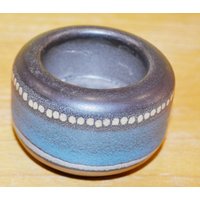 Vintage Keramik Kerzenständer Von Kmk Aus Den 70Er Jahren Blau Retro Mid Century Seventies Egg Cup Landhausstil Shabby Chic von VintageandGlory