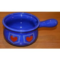 Vintage Keramik Topf Blau/Rot Herzen 70Er Jahre Seventies Retro Mid Century Landhausstil Shabby Chic von VintageandGlory