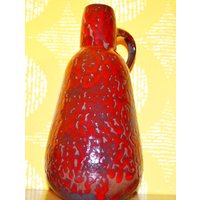 Vintage Keramik Vase Rot Fat Lava 70Er Jahre Rockabilly Design Retro Mid Century Space Age von VintageandGlory