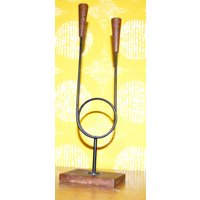 Vintage Kerzenständer Metall /Teakholz Candle Holder 60Er Jahre Seventies Retro Wgk Mid Century Space Age Vintage Kerzenständer Metall /Teakholz Candle Holder 60Er Jahre Seventies Retro Wgk Mid Century Space Age von VintageandGlory