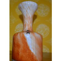 Vintage Opaline Glas Vase 60Er 70Er Jahre Orange /Weiß Retro Design Mid Century Space Age von VintageandGlory