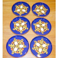 Vintage Untersetzer Blech Blau/Braun Landhausstil Shabby Chic 70Er Jahre Retro Mid Century von VintageandGlory