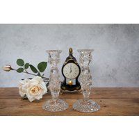 Art Deco Kerzenhalter Aus Glas. Paar. 2. Weihnachtsbeleuchtung. Diamant-Schliff-Muster. Mantel. Tisch. Verzierung. Antik Circa 1920Er Jahre von VintageboxGB