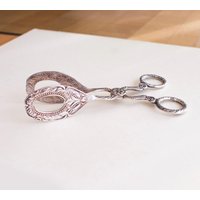 Antike Versilberte Skandinavisch Servierzange, Sandwich Zange, Blumen Silber Kuchen Servier Besteck, Versilbert Servierzange Schweden Shabby von VintagebyTigerlilly
