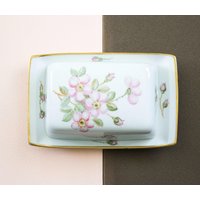 Vintage Schumann Arzberg Butterdose Mit Deckel, Weiß Rosa Rosen Butterdose, Handbemalte Rosendekor, Vergoldete Vintage Schumann Arzberg Butterdose Mit Deckel, Weiß Rosa Rosen Butterdose, Handbemalte Rosendekor, Vergoldete von VintagebyTigerlilly