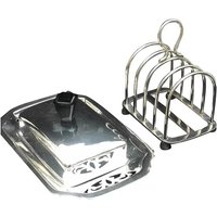 Versilbertes Vintage Frühstücks-Set Butterdose & Toast-Rack, Englisch 1930Er Jahre von VintagechicBruxelles