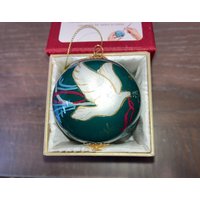 Li Bien Dove 2021 Ornament, Glas Handbemaltes Teal in Box von Vintagechristmasetsy