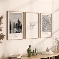 Berlin Poster 3Er Set, Foto Geschenk, Poster, Map Koordinaten, Dekoration von VintagefeelsPrints