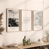 Düsseldorf Poster 3Er Set, Foto Geschenk, Map Poster, Dekoration von VintagefeelsPrints