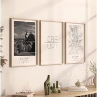 Erfurt Poster 3Er Set, Foto Geschenk, Map Poster, Dekoration von VintagefeelsPrints