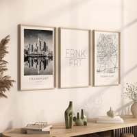 Frankfurt Poster 3Er Set, Foto Geschenk, Map Poster, Dekoration von VintagefeelsPrints