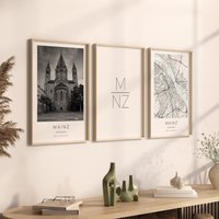 Mainz Poster 3Er Set, Foto Geschenk, Poster, Map Koordinaten, Dekoration von VintagefeelsPrints