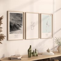 Sylt Poster 3Er Set, Foto Geschenk, Poster, Map Koordinaten, Dekoration von VintagefeelsPrints