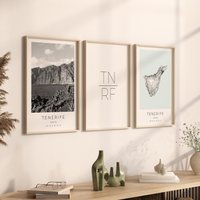 Teneriffa Poster 3Er Set, Foto Geschenk, Map Poster, Dekoration von VintagefeelsPrints