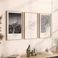 Tokio Poster 3Er Set, Foto Geschenk, Map Poster, Dekoration, Koordinaten, Japan Tokio Poster 3Er Set, Foto Geschenk, Map Poster, Dekoration, Koordinaten, Japan von VintagefeelsPrints