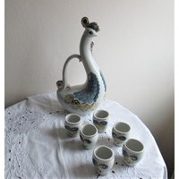 Likörset, Vintage, Porzellan Set, Schnapsset, Karaffe Und Secha Becher von Vintagegardenbybb