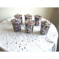 Set Von 6 Teebechern Mit Deckel, Made in Taiwan Rep.of China, Porzellan von Vintagegardenbybb
