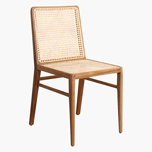 Esszimmerstuhl Nova Teak Retro Rattan Wiener Geflecht in braun von Vintagehaus