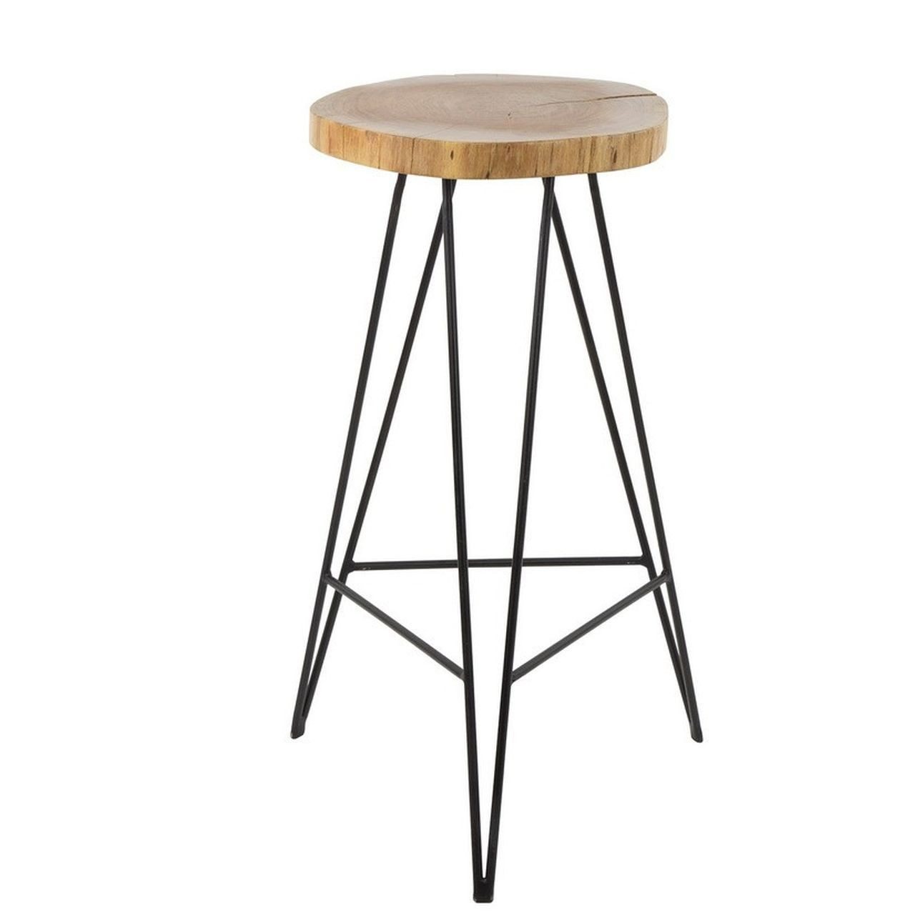 Vintagehaus Barhocker 2 Stück Wood Akazie Baumkante Industrial (2er Set) von Vintagehaus