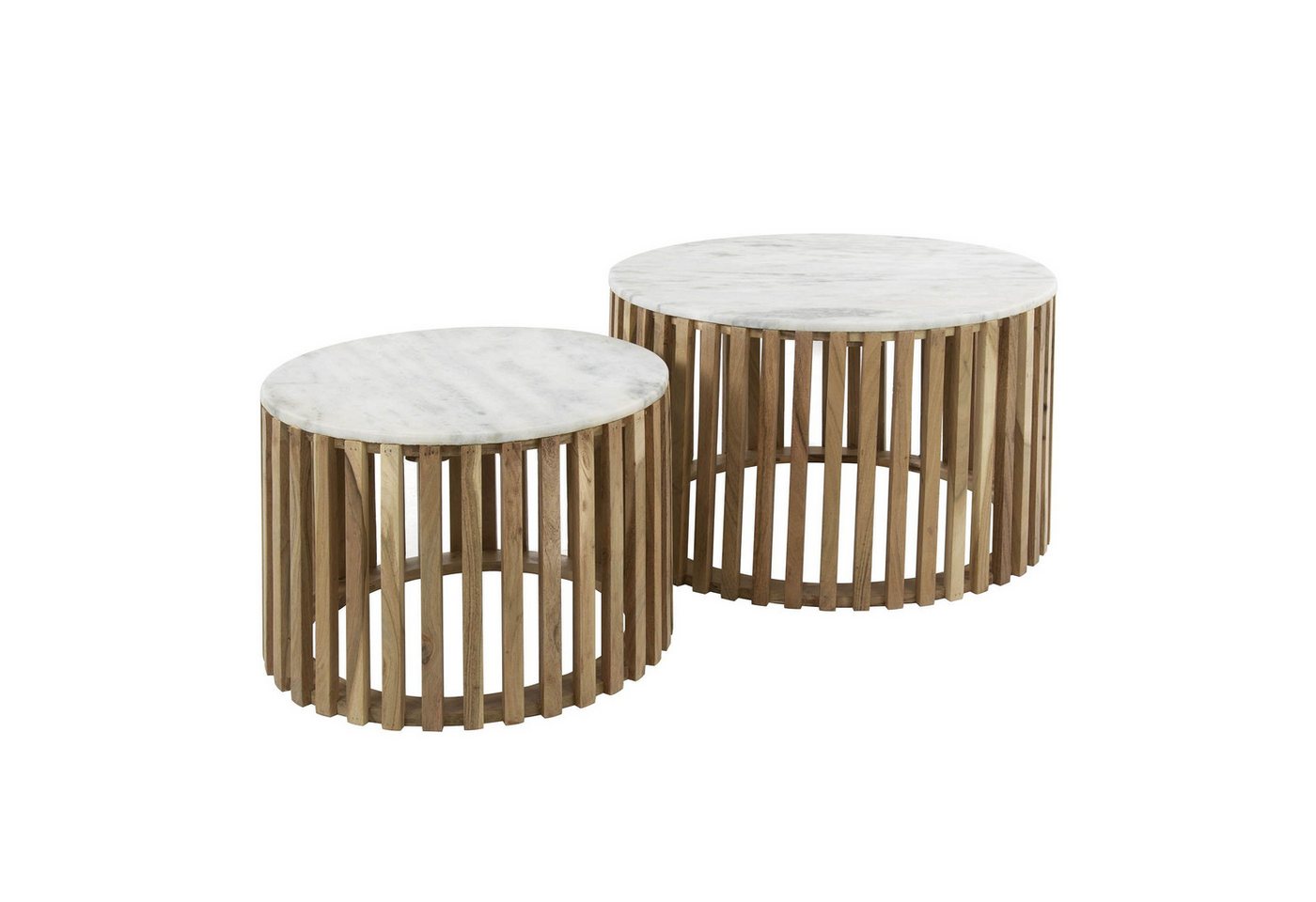 Vintagehaus Couchtisch Retro Couchtisch 2er Set Sunset Marmor Mangoholz von Vintagehaus