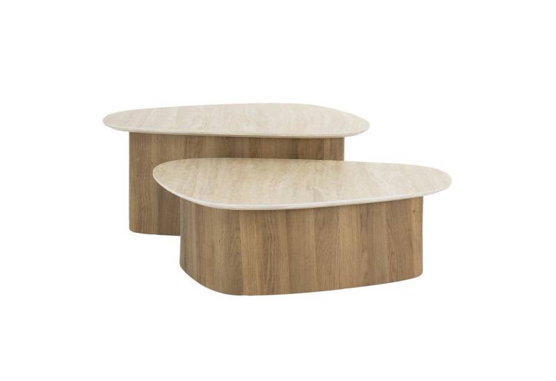 Vintagehaus Couchtisch Retro Couchtisch Nierentische 2er Set Romano Travertin Keramik (2er Set) von Vintagehaus