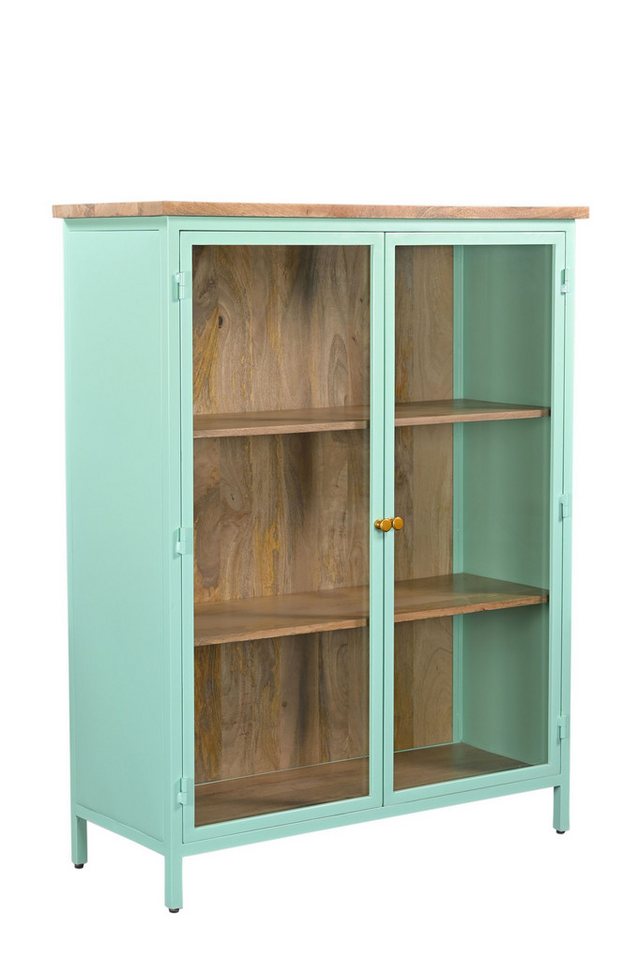 Vintagehaus Glasvitrine Landhaus Vitrine Provence Vintage Metallkorpus Holz 130cm von Vintagehaus