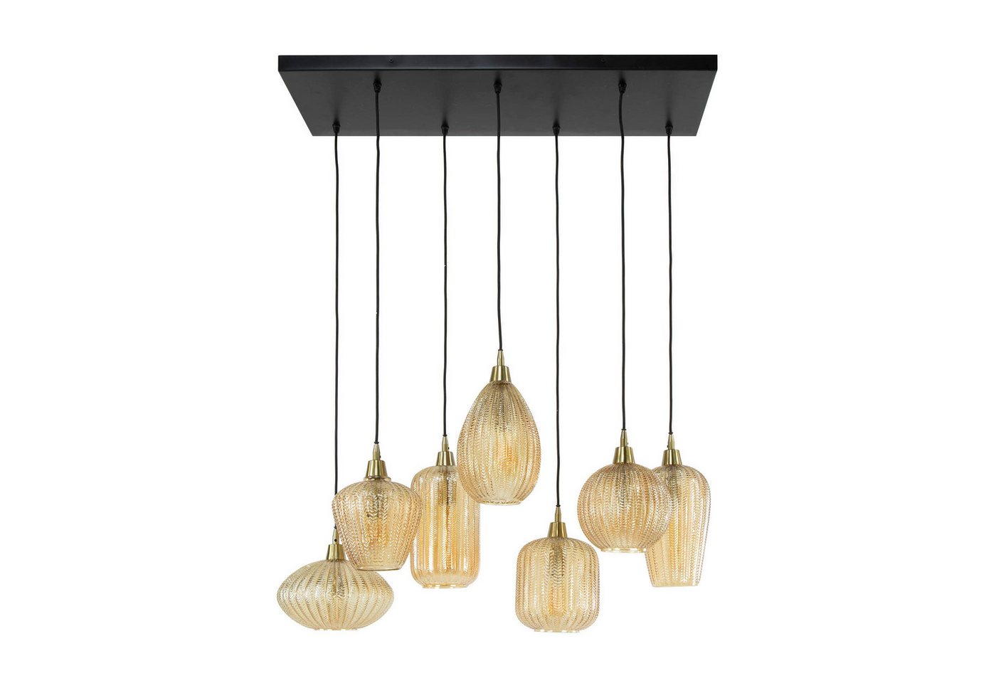 Vintagehaus Hängeleuchte Hängelampe Retro Pearls 7 unterschiedliche Glasschirme Warm Amber von Vintagehaus