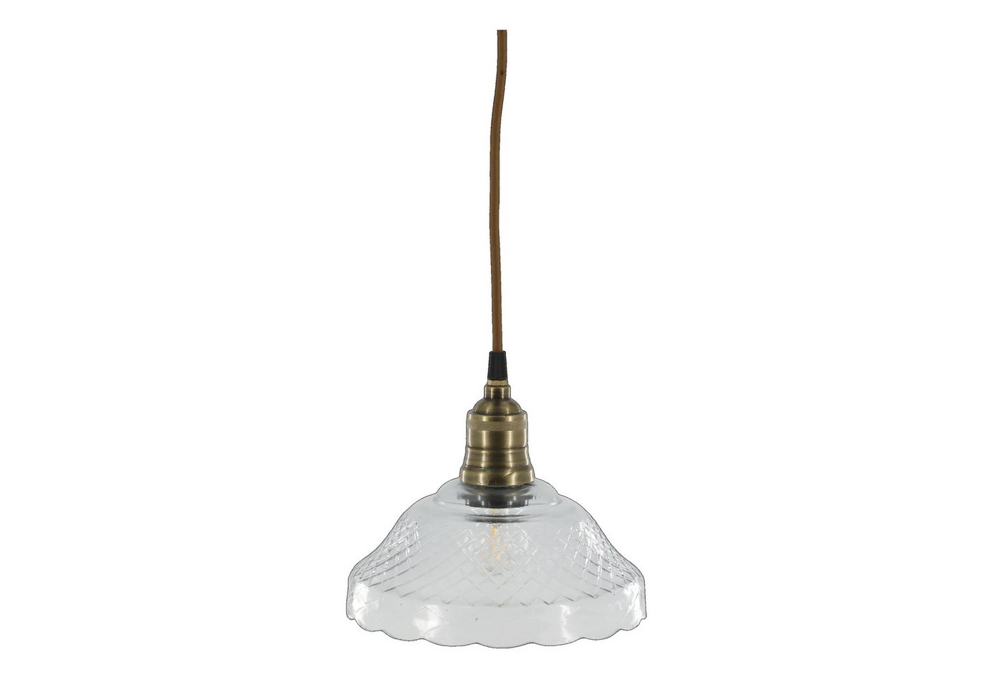 Vintagehaus Hängeleuchte Vintage Hängelampe Jardin Glas Messingfassung Modell 6 Klarglas von Vintagehaus