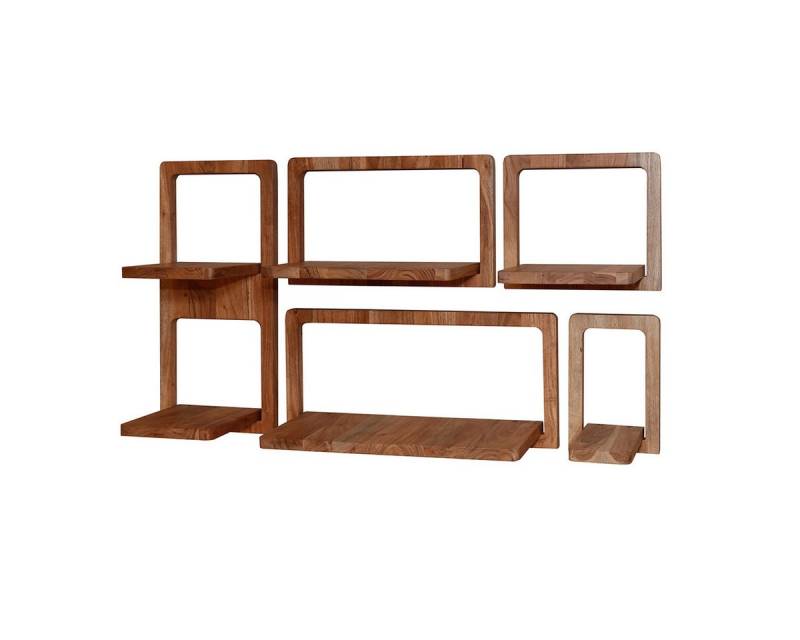 Vintagehaus Wandregal Retro Wandregale 5er Set Curvy Akazie mit Ablage von Vintagehaus