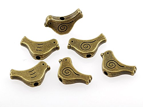 10 Vögel als Perle in Vintage Bronze von Vintageparts, DIY-Schmuck von Vintageparts FACHHANDEL FÜR SCHMUCKZUBEHÖR