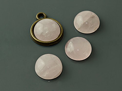 2 Cabochons aus Rosenquarz in rosa, 10 mm von Vintageparts, DIY-Schmuck von Vintageparts FACHHANDEL FÜR SCHMUCKZUBEHÖR